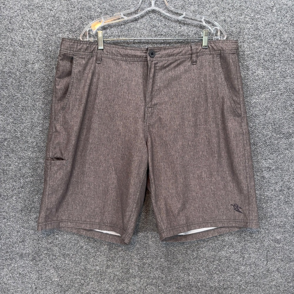 Da Hui Hybrid Shorts Men 40 Brown/Green Stretch Heathered Walk Board Swim Casual